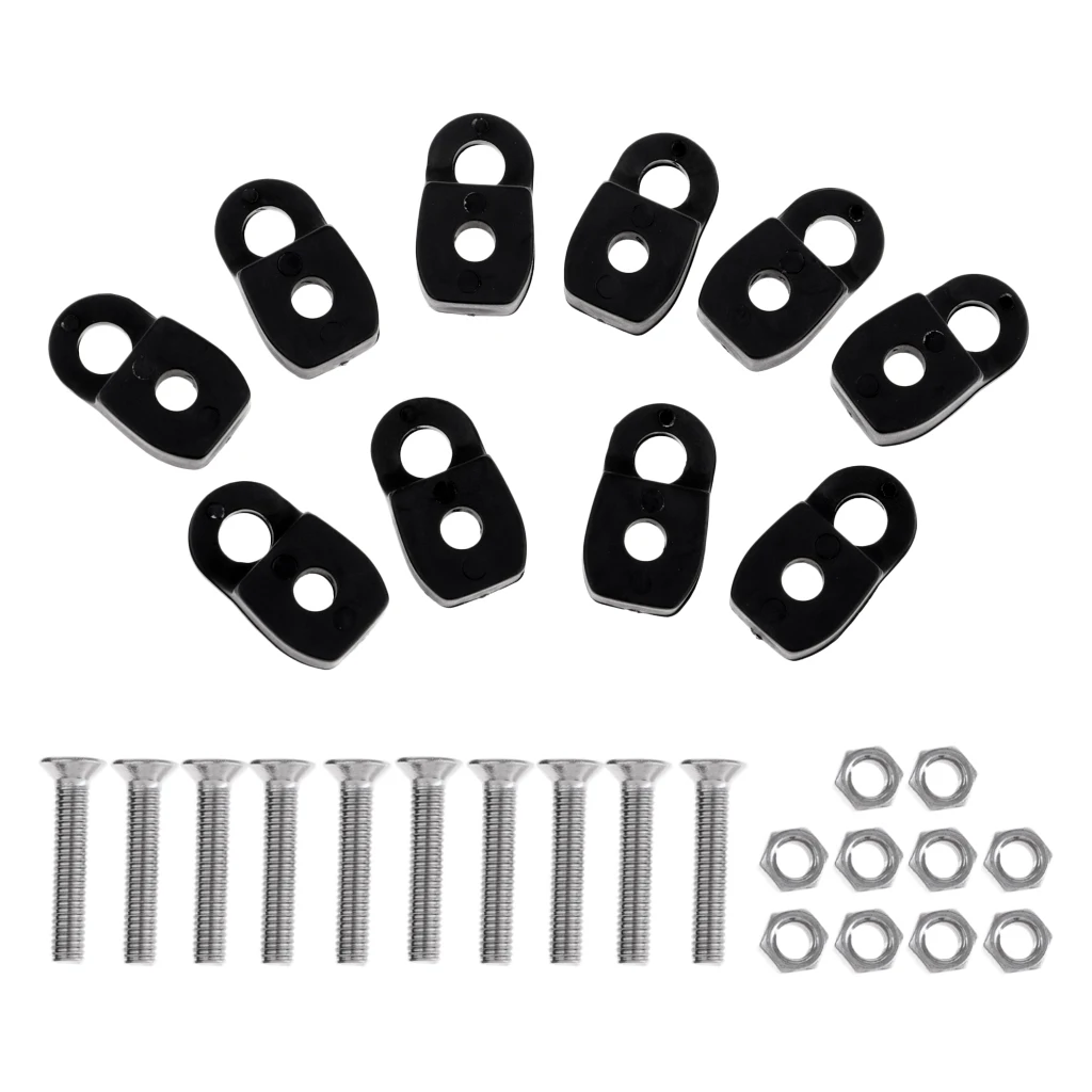 10 шт. круглые пряжки с двойным отверстием черного цвета для байдарки надувная