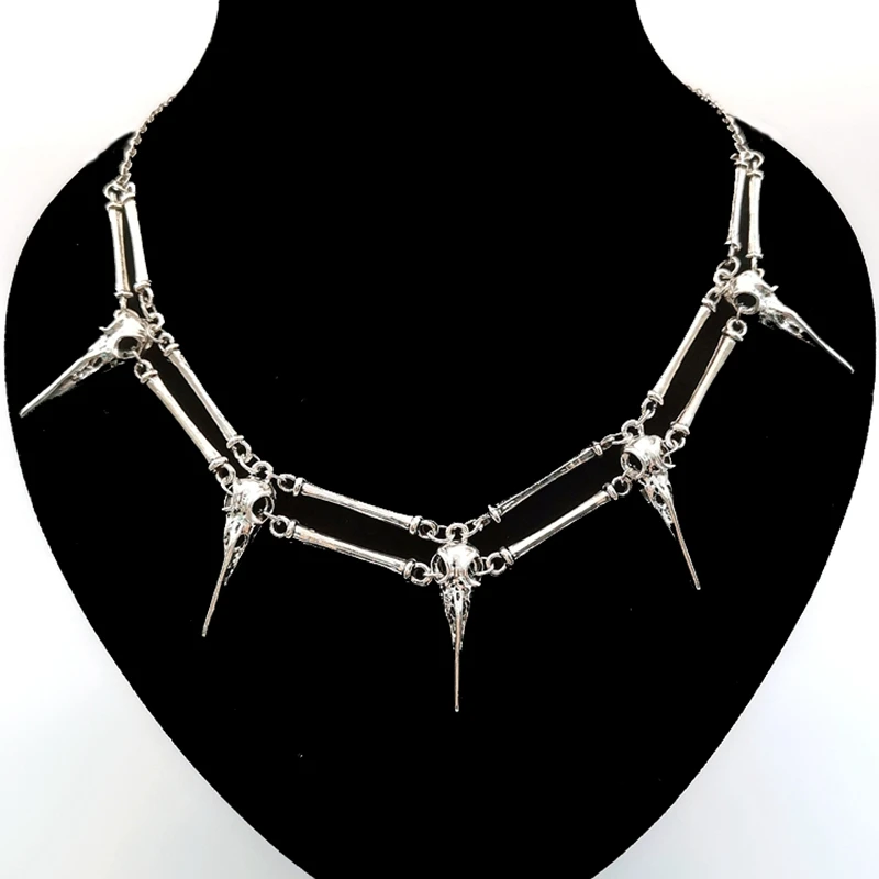Кулон с вороном ожерелье старинные серебряные птицы череп чокер унисекс мужское