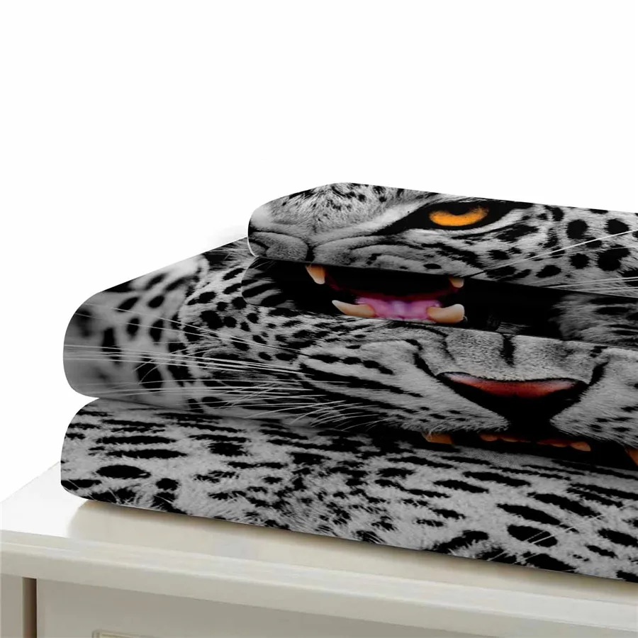 Комплект постельного белья с 3d-изображением снежной леопардовой расцветки