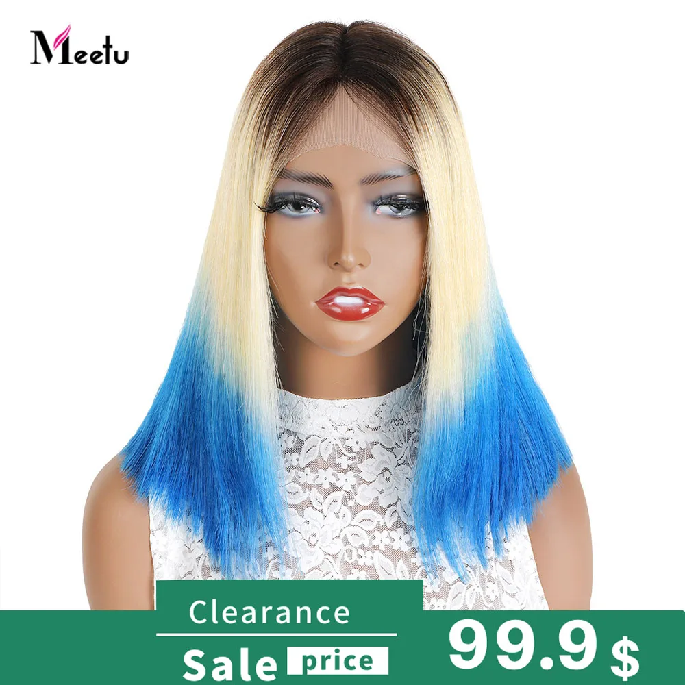 

Парики из натуральных волос Meetu HD, прозрачные, светлые, прямая шнуровка, парики бразильские, 13x1 T, плотность 150