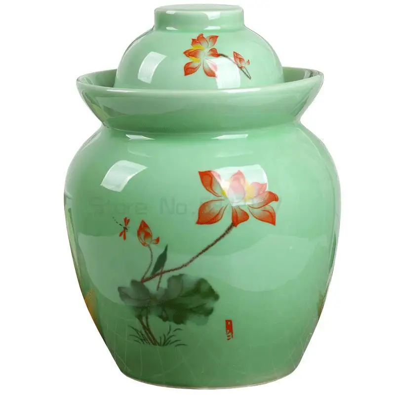 

Chinese Fermentation Jar Jingdezhen Ceramic Kimchi Jar Vegetable Pickling Pickles Container Food Pickle Jar Pickled Storage Tank