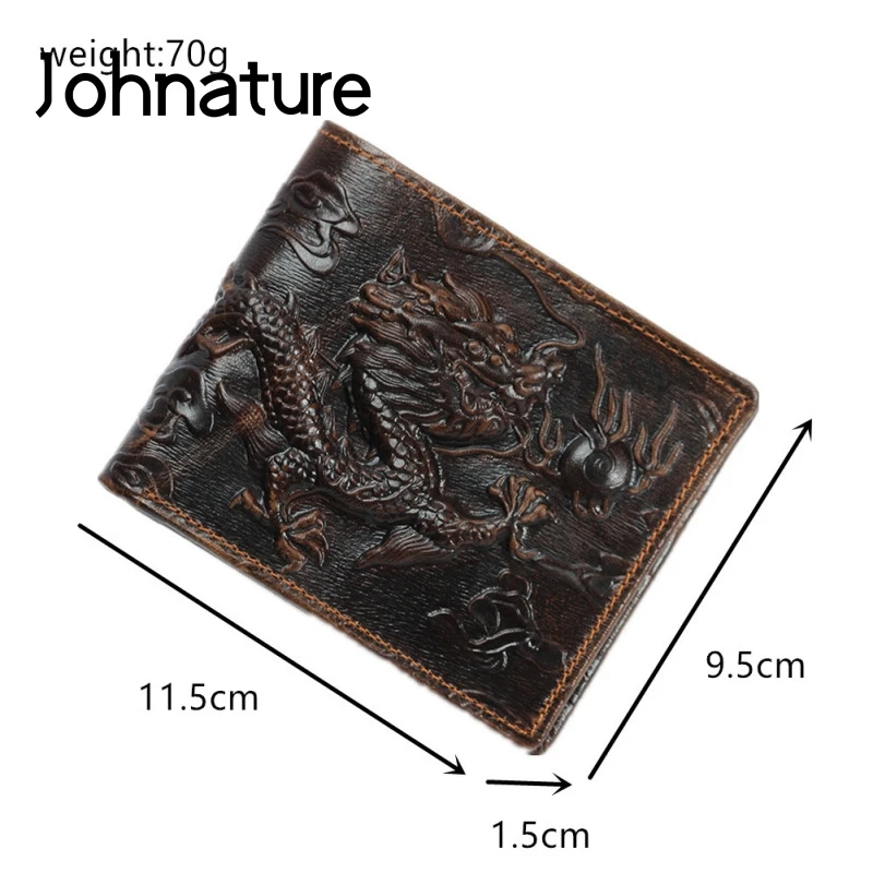 Мужские короткие кошельки и бумажники Johnature из натуральной кожи с животным