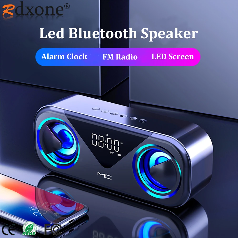 

Bluetooth Speakers LED Caixa De Som Amplificada Alarm Clock Alto-falantes Subwoofer Home Theater Boombox Sono FM Radio Altavoces