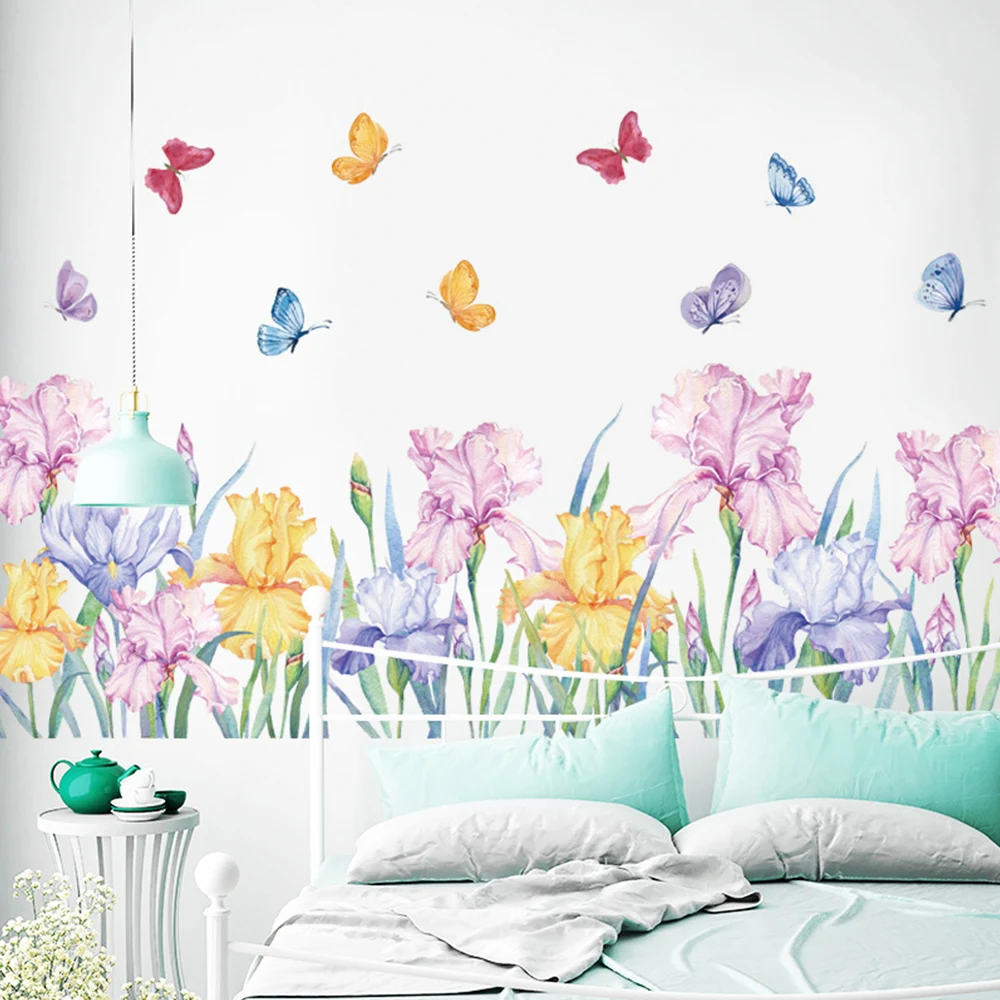

PVC Creative Plant Skirting Wall Decoration Self Adhesive Room Decor Sticker Flower Wall Stickers Home Decor Living Room Bedroom