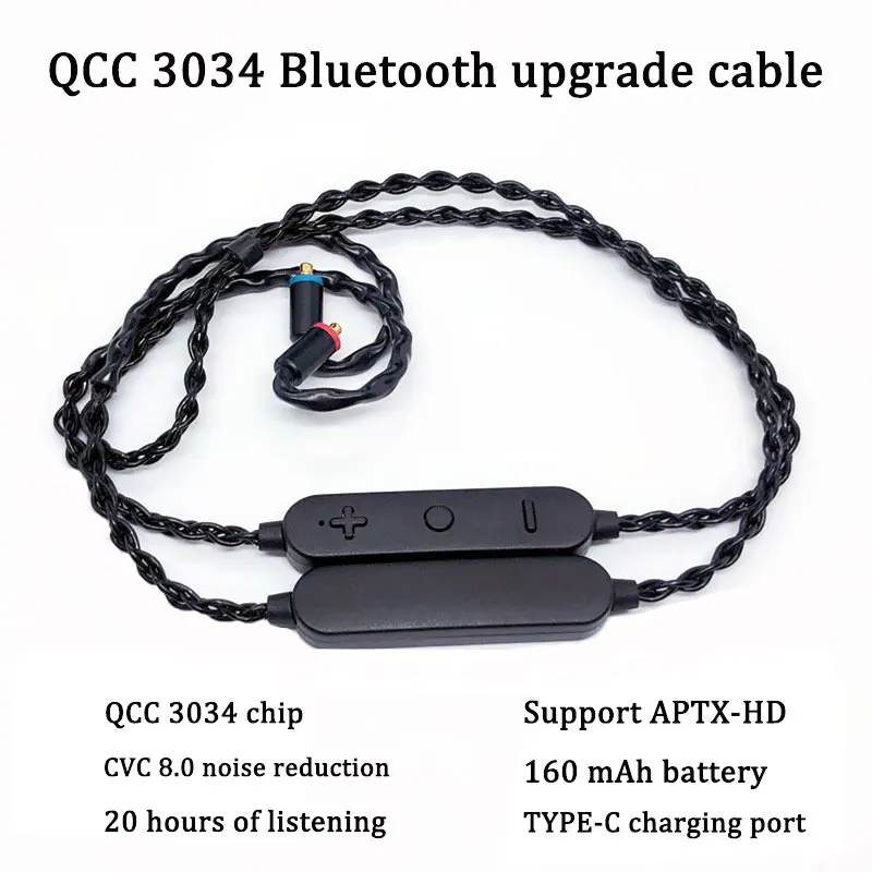 Обновленный кабель для mmcx 0 78 мм 2pin SE215 SE535 IE80 A2DC QDC ручная работа QCC3034 Bluetooth 5