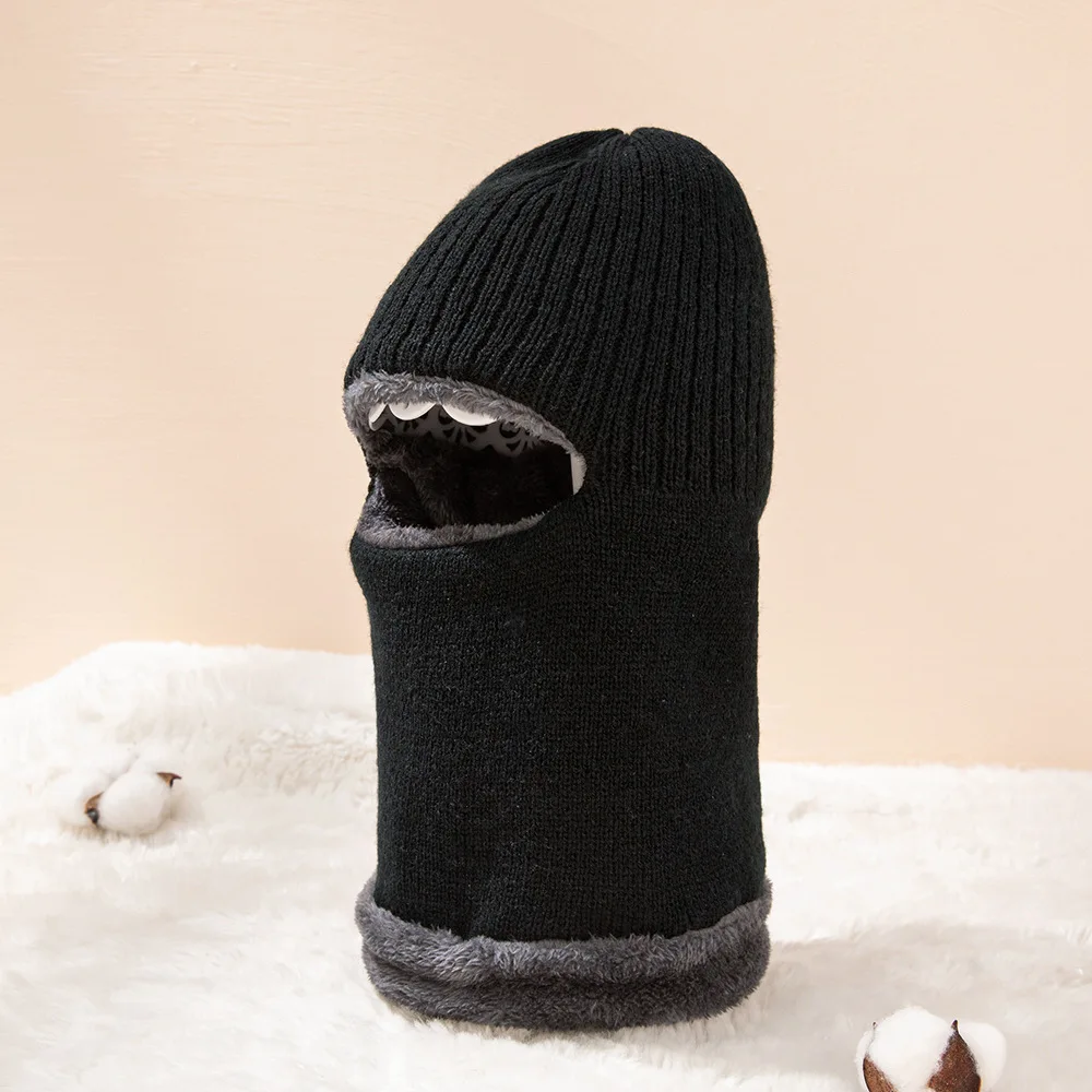 

Осенне-зимняя новая однотонная шерстяная шапка и нагрудник, универсальный пуловер для взрослых, уличная шапка с бархатной подкладкой