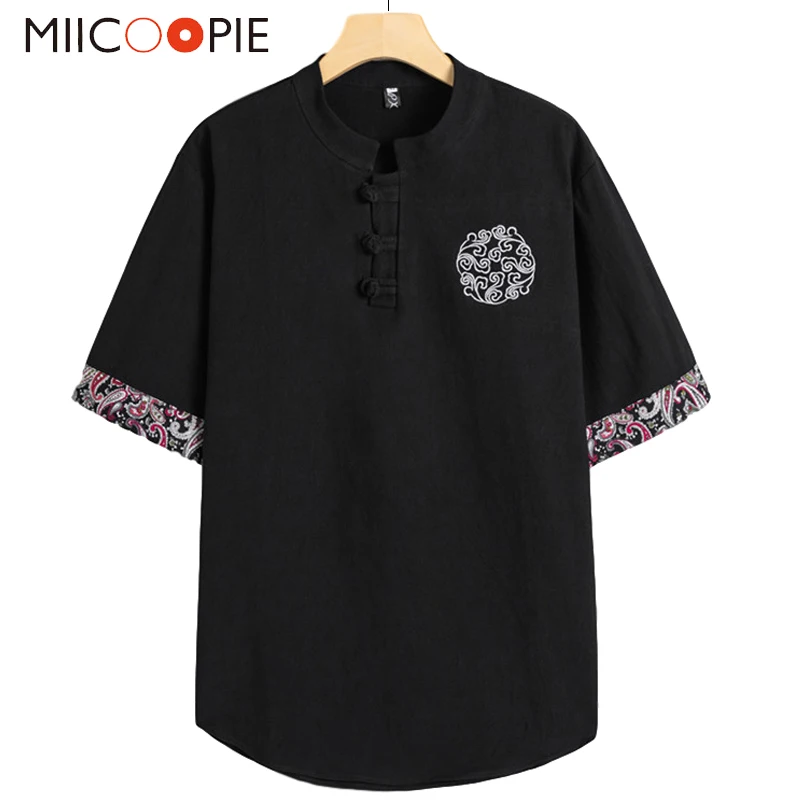 

Летнее платье; Повседневная обувь в китайском Стиль футболка для мужчин топы дизайнерская Вышивка Стенд короткий рукав выше Размеры d футбо...