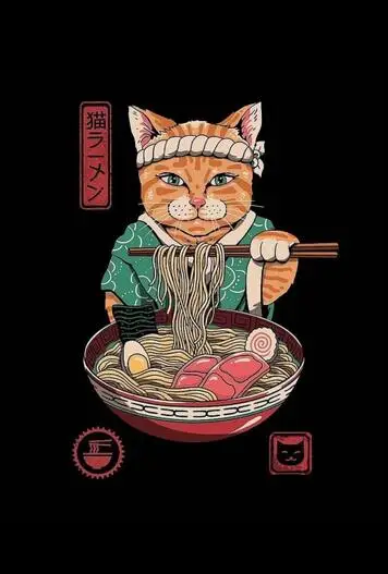 Шелковый постер с рисунком кота рамен пленка домашний Настенный декор 24x36 дюймов