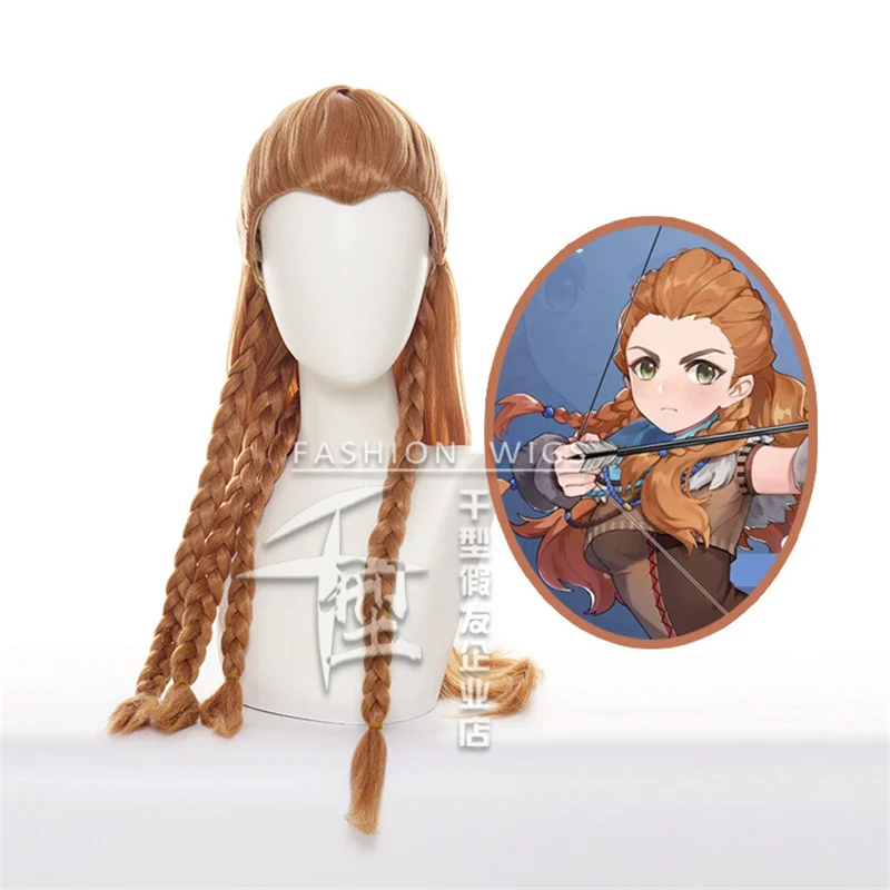 

Game Genshin Impact Aloy Cosplay Wig with Braids 70cm Costume Heat Resistant Synthetic Hair Halloween Party Female Long Hair