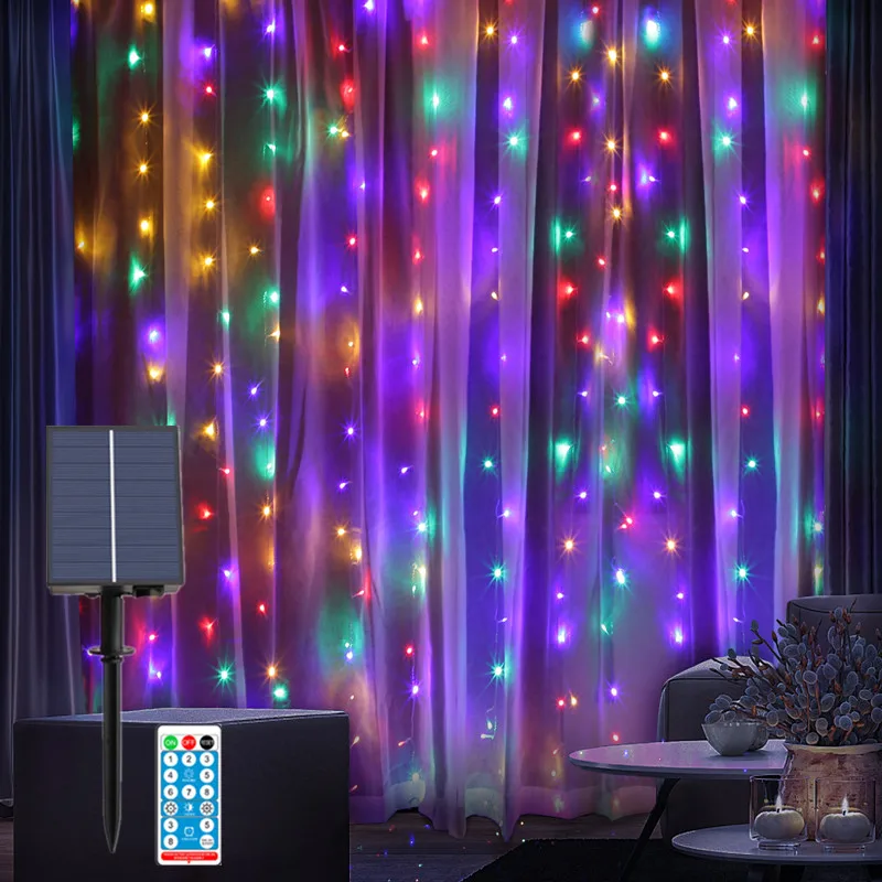 

3M LED Curtains Fairy lights solar led light outdoor garland Festoon Garland curtain On the window Christmas wedding decoration