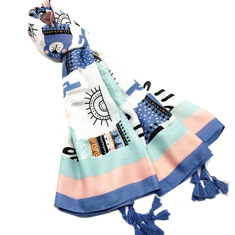 

Silk Scarf Beach Towel Women's Printed Sunscreen Shawl Cotton Gauze Scarf Tourism Seaside Ethnic Wind Scarf