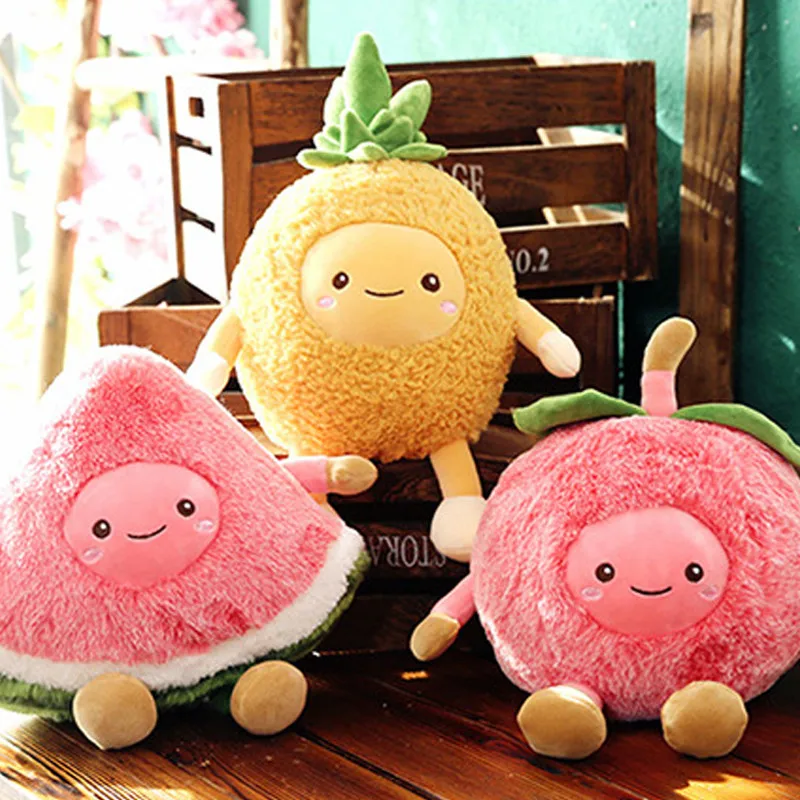 40 см мягкие игрушки в виде фруктов яблоко плюшевые куклы арбуз ананас овощи плюш