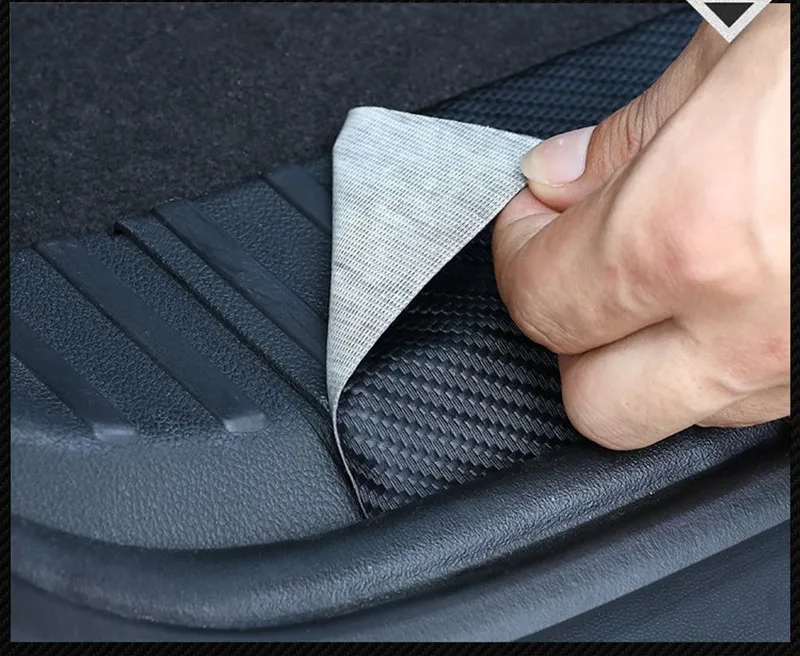 Carbon Fiber Printed Microfiber Leather Car Rear Trunk End Trim Bumper Protection Sticker Scratch Cover for Skoda Kodiaq Styling |