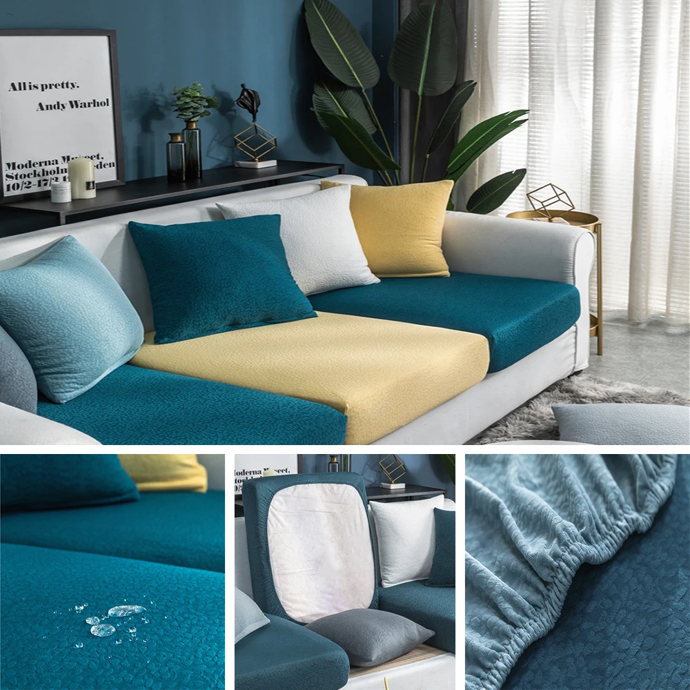 

1/2/3/4 Seat Sofa Cushion Cover Chair Cover Pet Kids Mat Furniture Protector Spandex Washable Removable Waterproof Slipcover