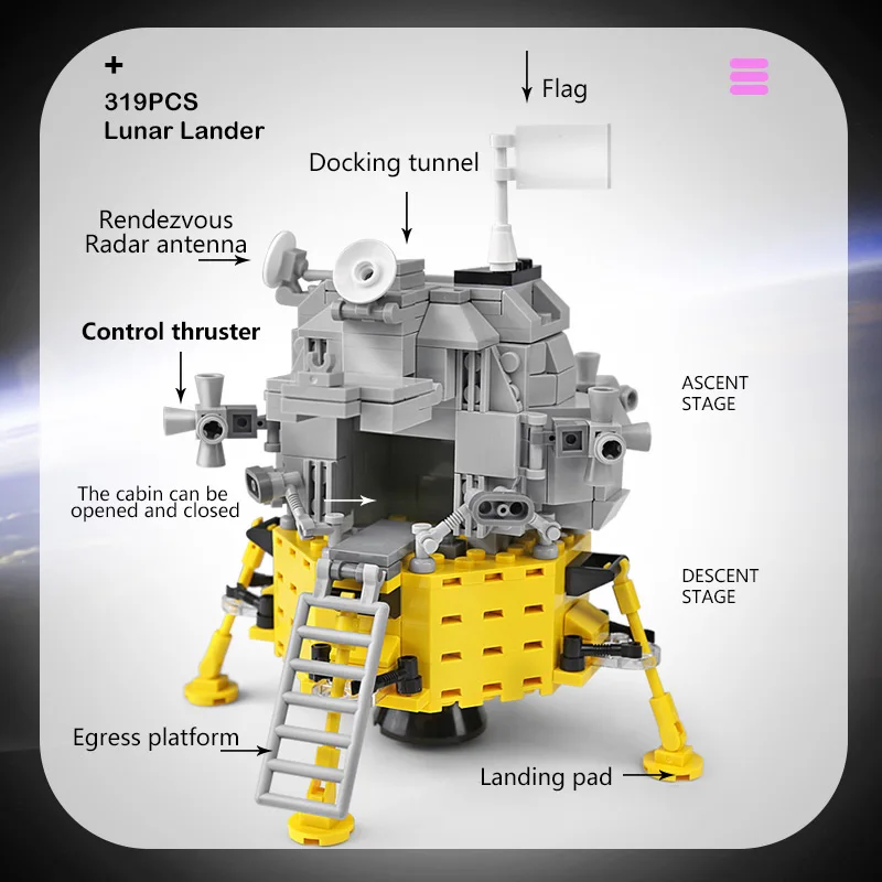 Lepining креативные игрушки совместимые с 10266 Apollo 11 комплекты моделей лунного Lander