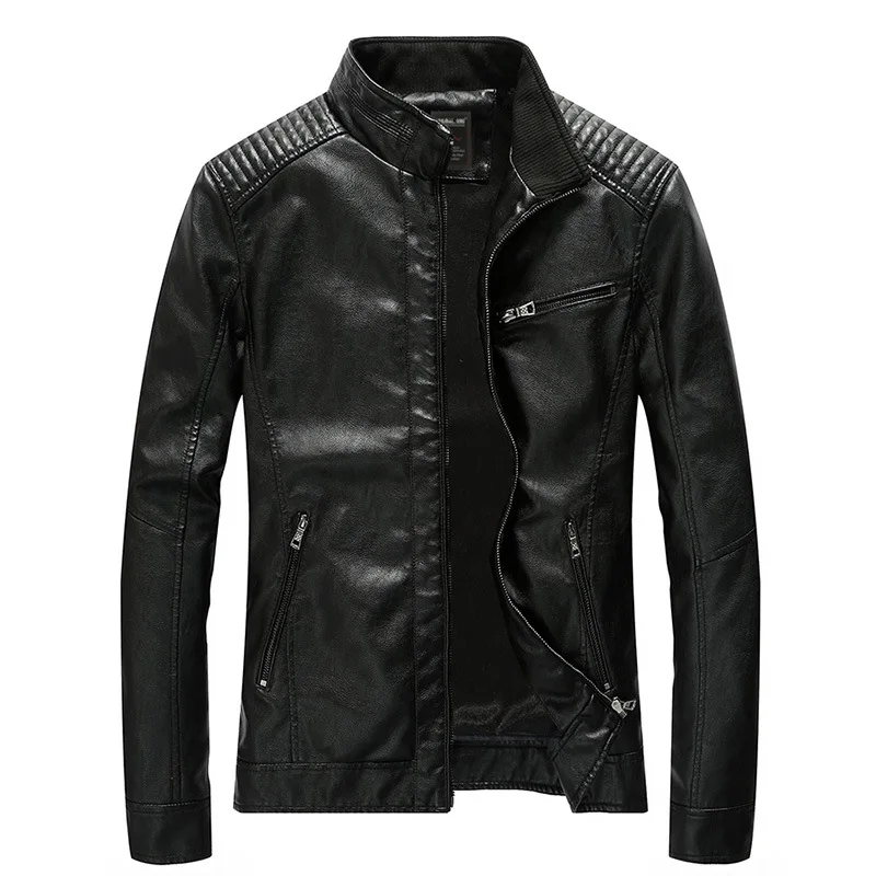 Pop Sping Arrival PU Leather Jacket Men Autumn Stand Collar Zipper Vogue Coat Casual Dress DCT-244 | Мужская одежда