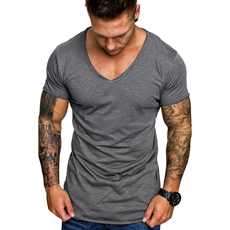 

2021 Casual t shirt Men Gym Fitness Cotton T-Shirt Male Short sleeve Tee shirt Tops Summer Sport Workout Clothing