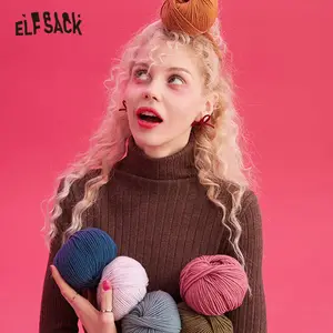 ELFSACK, многоцветный однотонный минималистичный стиль, вязаный Повседневный пуловер, свитера для женщин, зима 2020, Чистый длинный рукав, Женский Базовый Топ