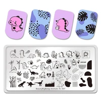 beautybigbang nail manicure nail art image template manicure stencils tool stamping plate animals xl 007 dinosaur cute pattern