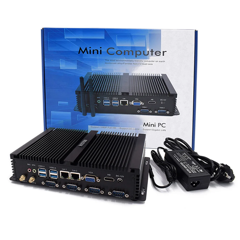 Hystou встроенный мини ПК Core i5 безвентиляторный промышленный компьютер VGA HD Celeron 1037u