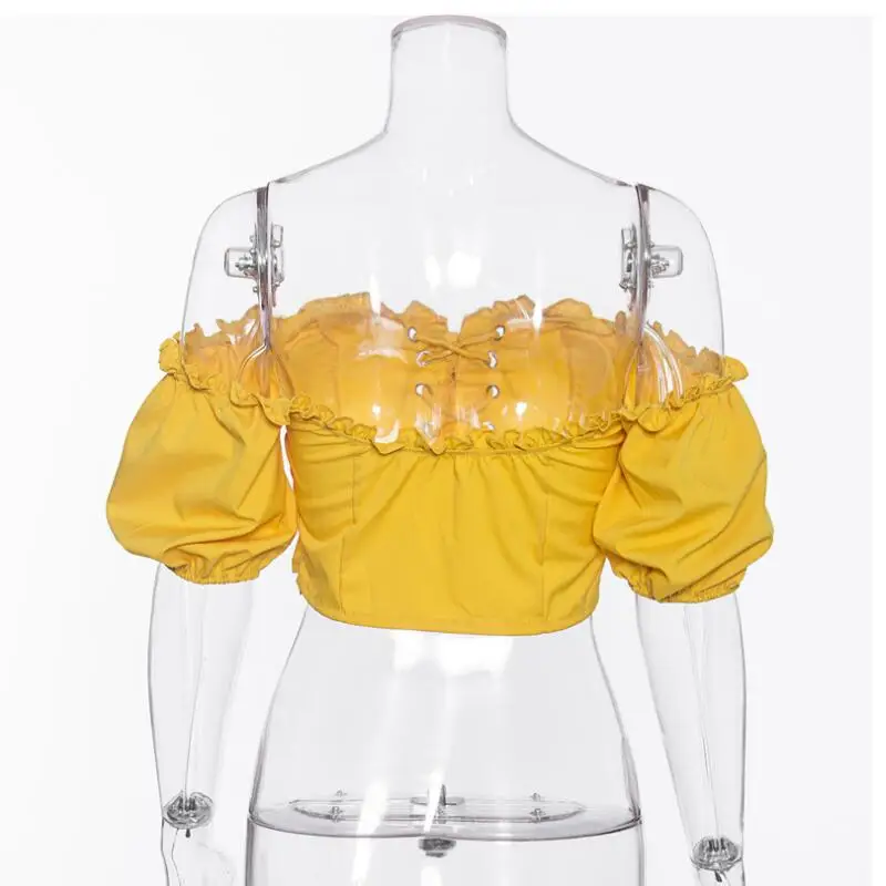 

women fashion boat neck bandage cultivate top pure color pleated Midriff-baring tops shirt