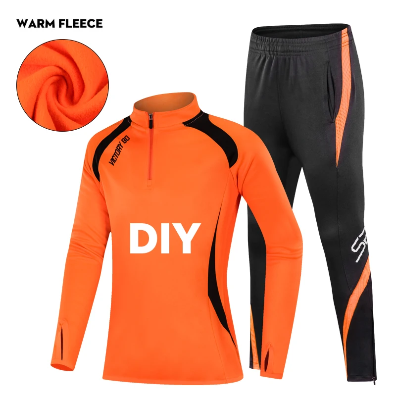 ora warm fleece DIY Зимняя Молодежная Спортивная одежда для баскетбола, футбола, бега, одежда для бега, длинные штаны, теплая спортивная куртка для фитнеса, пальто на молнии, футбольные рубашки - Цвет: ora warm fleece DIY