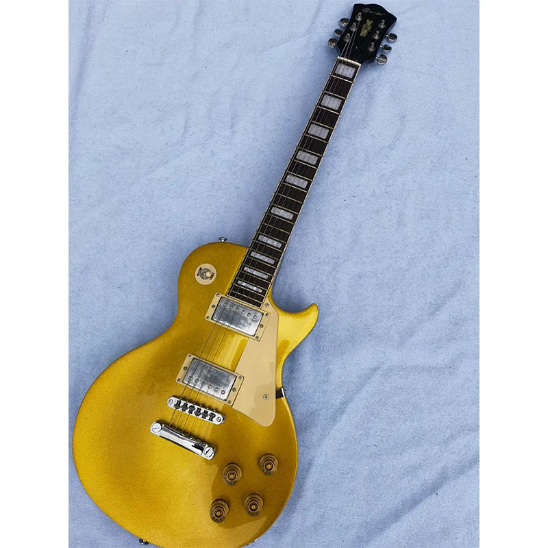 

Big gold face 6-string electric guitar, excellent sound quality, package mail home, customizable.