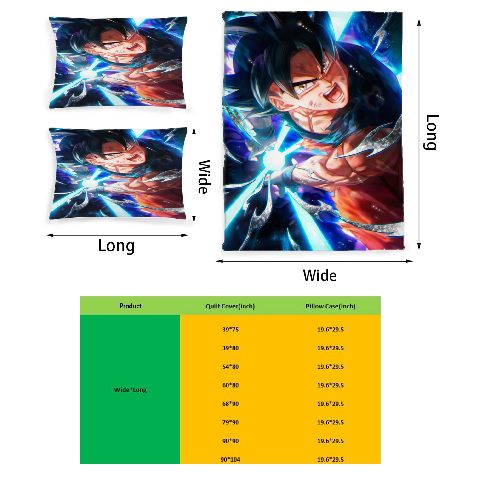 

Drogon Ball Z Graphic Printed Bedding Set Pattern Printing Polyester Quilt Cover Set 3 Pieces Quilt Cover Pillow Cover Set