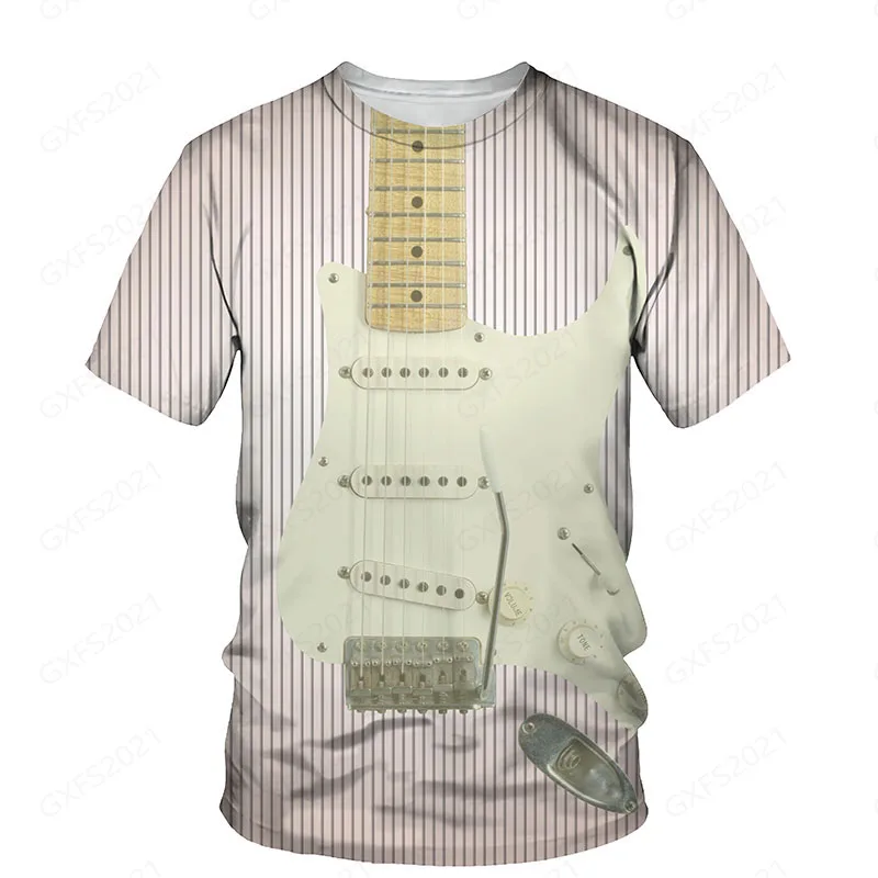 

2021 Men's And Women's Summer 3D T-Shirt Guitar Music Print T-Shirt Leisure Fashion Trend Party Street Short Sleeve New Style