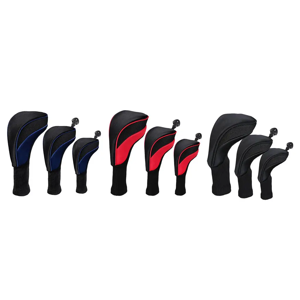 

3pcs Golf Wood Head Cover Mesh Long Neck 400cc Driver Headcover Protect Sleeves