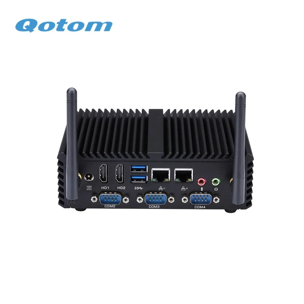 QOTOM Industrial Computer Fanless Q430P  Q450P Core i3 i5 AES-NI 4 COM GPIO WIFI 3G 4G for home/office/bank POS KIOSK PC