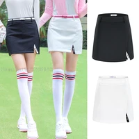 womens golf skirt elastic slim girls skirts ladies mid waist golf tennis sportswear badminton skort breathable split mini dress