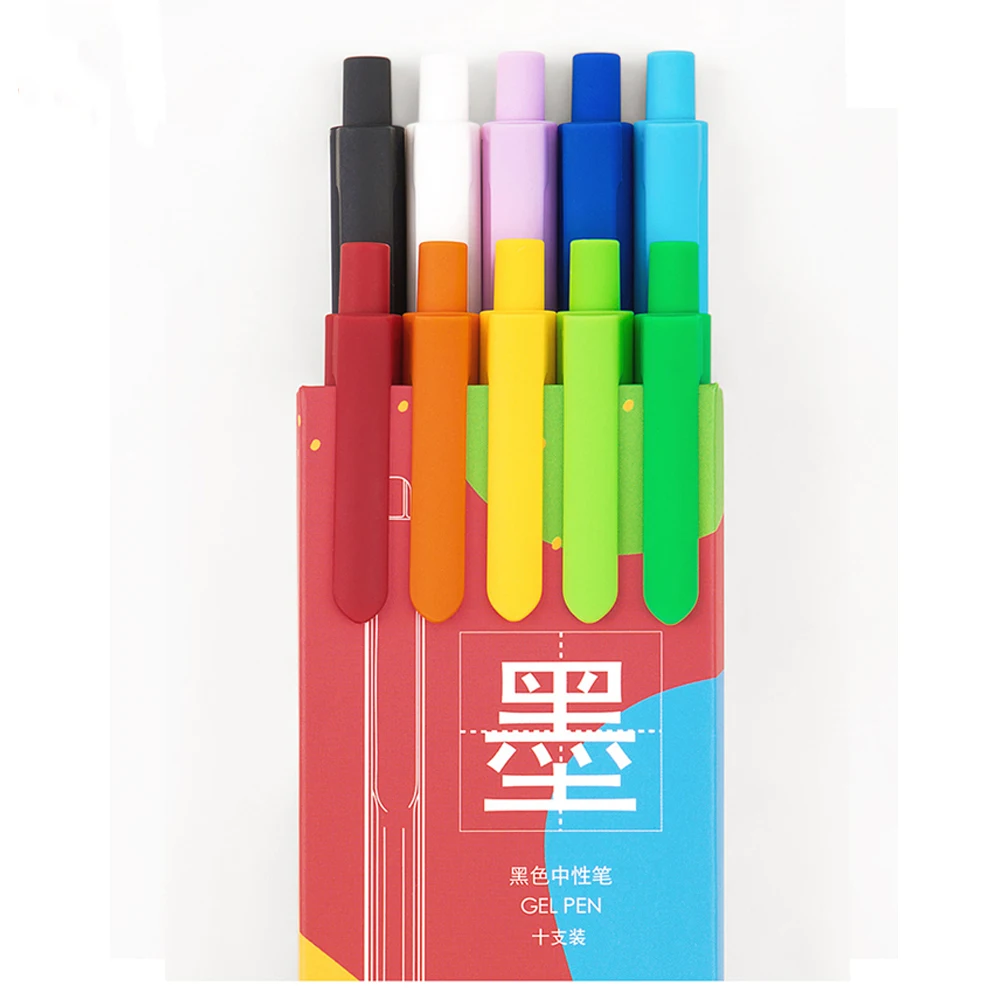 Colorful Xiaomi Mijia Kinbor черный стержень сменный гелевый ручка 10 шт./кор. 0,5 мм и плавность линий подписания Цвет Полный ручка Цвет чернила для офиса и школы - Цвет: Colorful