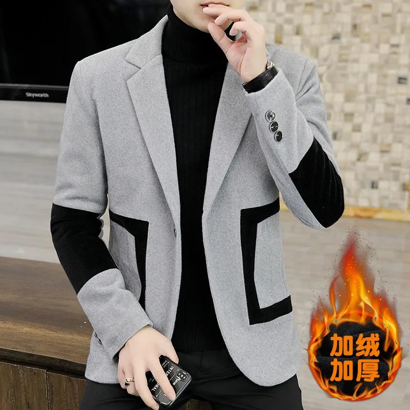 Мужской зимний шерстяной Блейзер HOO 2022 в стиле норки Молодежный утепленный