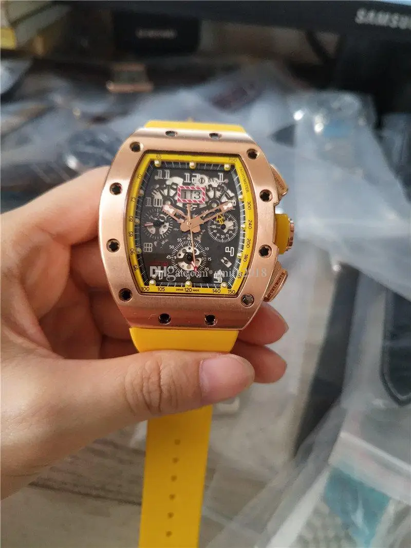 

New Men's Sport Watch Top Luxury Watch Automatic Mechanical Wristwatch Skeleton Dial White Rubber Strap Transparent Glass Back