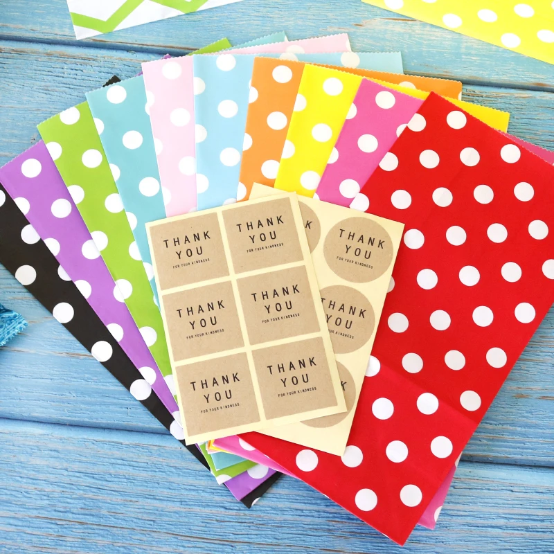 10 комплектов из крафт-бумаги Бумага сумки зигзаг в горошек свободная полосатая