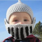 Шерстяная шапка в стиле римских рыцарей ручной работы, мужская вязаная шапка для велоспорта, зимняя шапка, шапки черного и серого цвета, для Хэллоуина, смешная шапка, для взрослых и детей