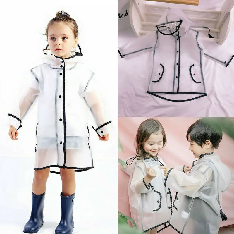 

Fashion EVA Kids Raincoat Waterproof Rain Poncho Clear Transparent Tour Children Raincoat Student Rainsuit Protective Covers