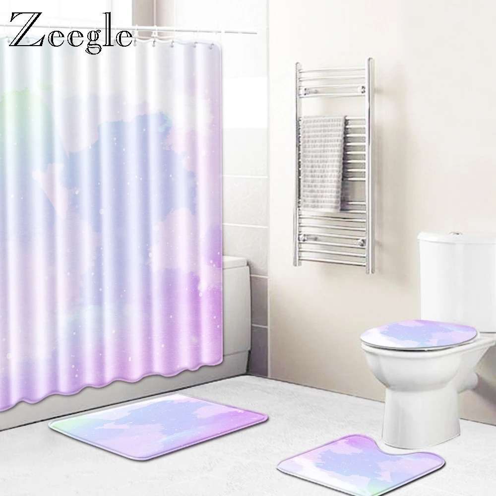 Фланелевый коврик для ванной комнаты Zeegle 4 шт. туалета стиральной машины