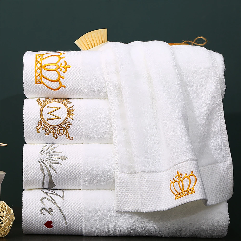 

ADOREHOUSE Cotton Towel Sets Soft Towel 35x75cm Bath Towel 70x140cm Embroidery Bathroom Towel Sets Hotel & Spa Towel