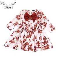 girls maple leaf big bow long sleeve princess dress toddler girl christmas outfits girls autumn clothes korean baby clothes