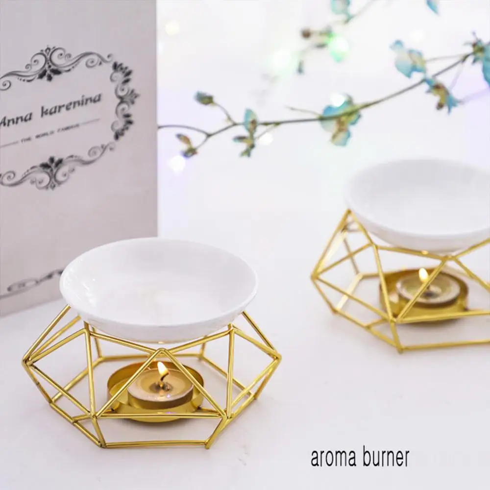 Essential Oil Burner Stainless Steel gold Aromatherapy Aroma Glass Lamp nordic Gift Crafts Home Decoration kaarsen essential oil |