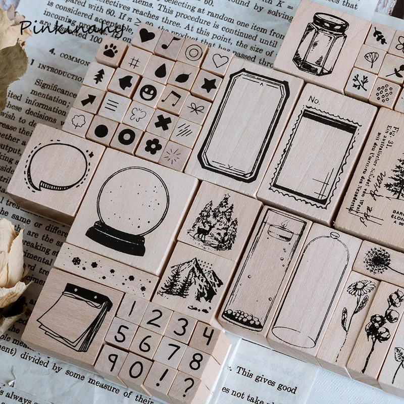 Винтажные образцы растений деревянный штамп 1 набор для рукоделия скрапбукинга