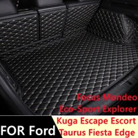 sj waterproof car trunk mat tail boot tray liner cargo rear pad cover for ford focus edge kuga escape escort eco sport explorer