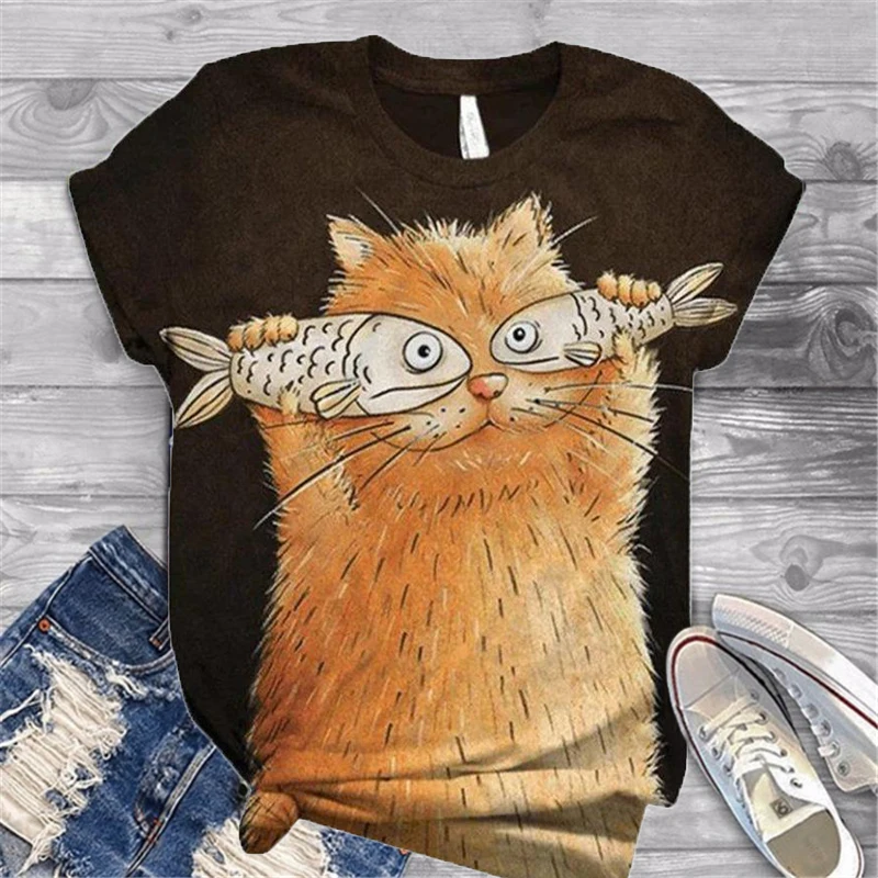 

Animal Print Harajuku Women Tshirt Short Sleeve Kawaii Tops Female Clothes Summer Aesthetic Graphic Tee Cute Girls Shirt Teens