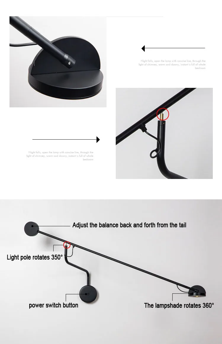 Sala de Jantar Luz do Sofá Nordic Pesca Longo Pólo Multifuncional Telescópica Balancim Leitura Lâmpada Parede 2 Luminárias de parede