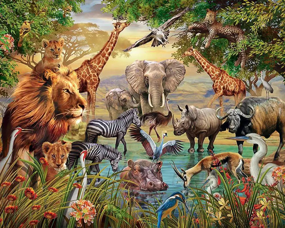

DIY Diamond Embroidery Wild African Animals Cross Stitch Mosaic Diamond Painting Pattern Full Rhinestone Home Decor Gift