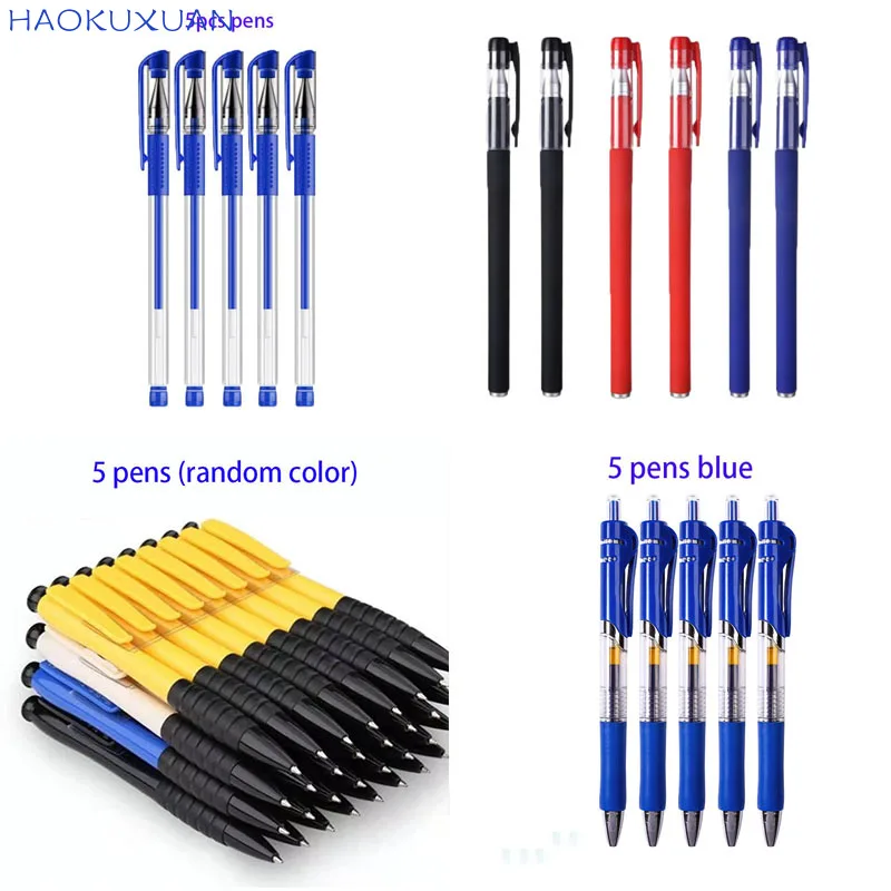 

5 стержней, 1 ручка, черные, синие, красные гелевые чернила, новые пластиковые деловые офисные аксессуары высокого качества, канцелярские при...