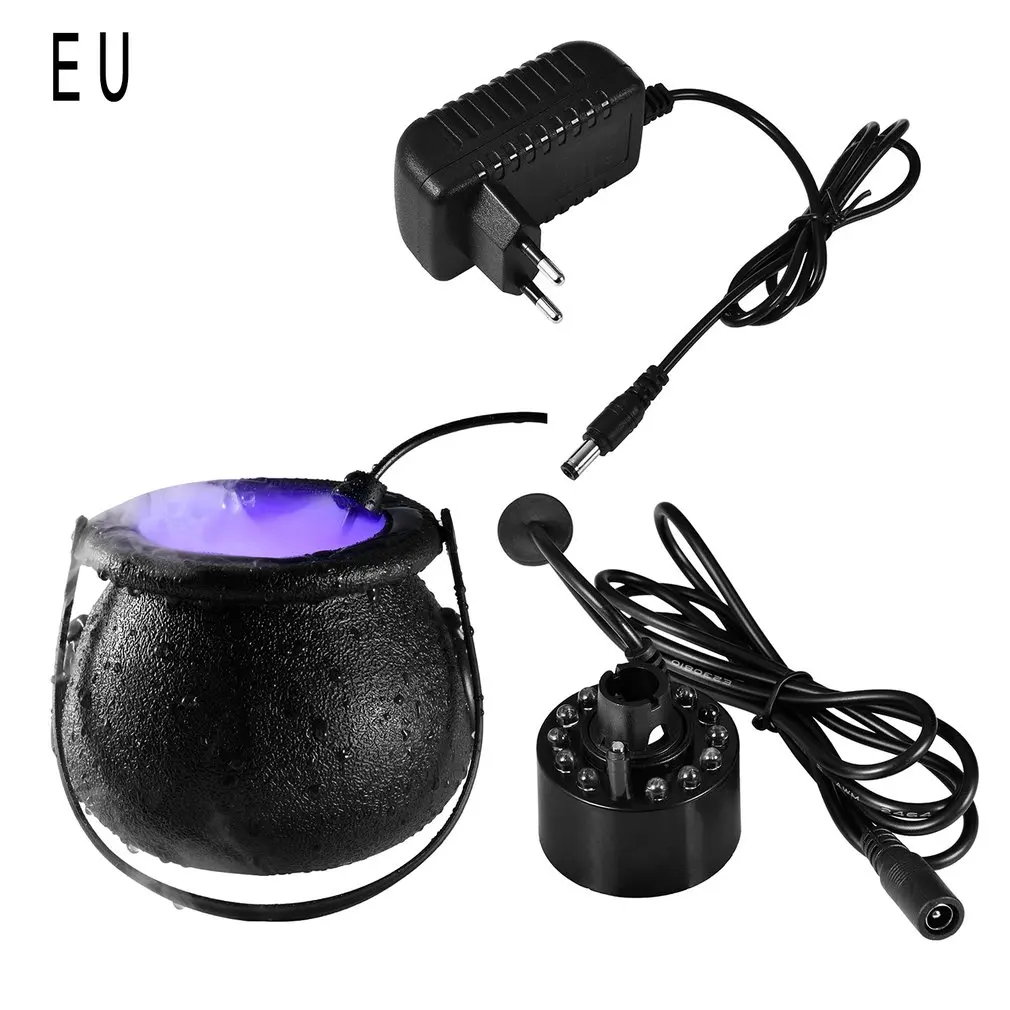 

Halloween Witch Pot Smoke Machine Fog Maker Water Fountain Fogger Color Changing Fog Machine Party Prop Halloween Decoration