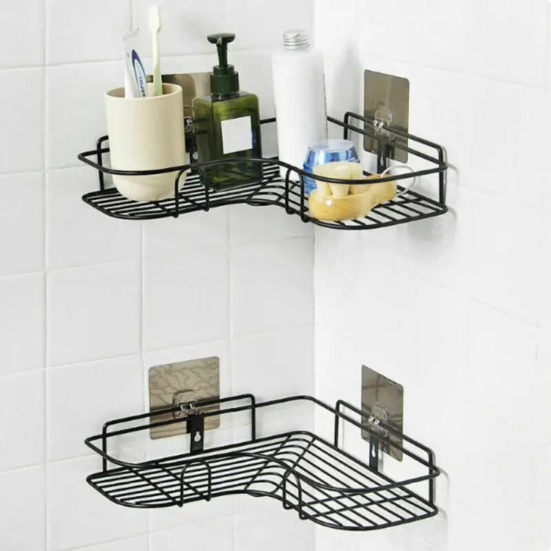 

Bathroom Accessories Shelf Home Storage Rack Stainless Steel Punch-Free Firm Shower Kitchen Fitted Wall Storage Organizer Rack